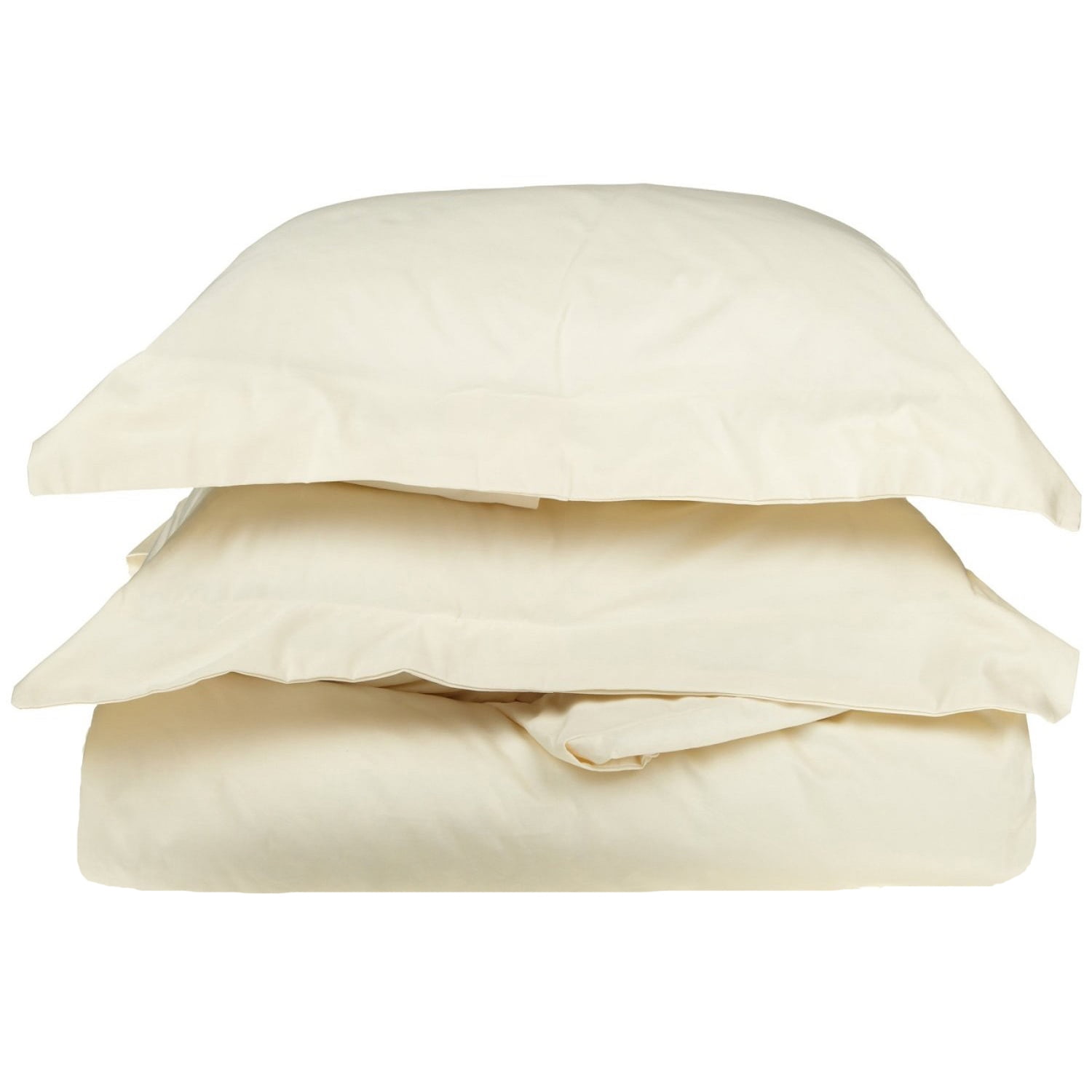 Ivory Cotton Full/Queen Duvet Cover Set with Pillowshams