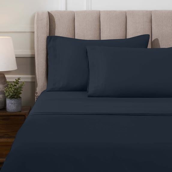 Superior 1000 Thread Count Egyptian Cotton Sheet Set, Deep Pocket Bed Sheets, Full, Navy Blue