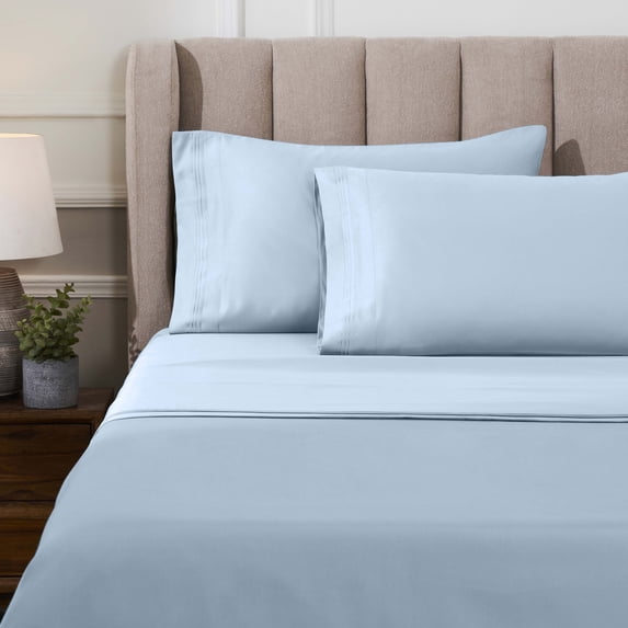 Superior 1000 Thread Count Egyptian Cotton Sheet Set, Deep Pocket Sheets, Olympic Queen, Light Blue