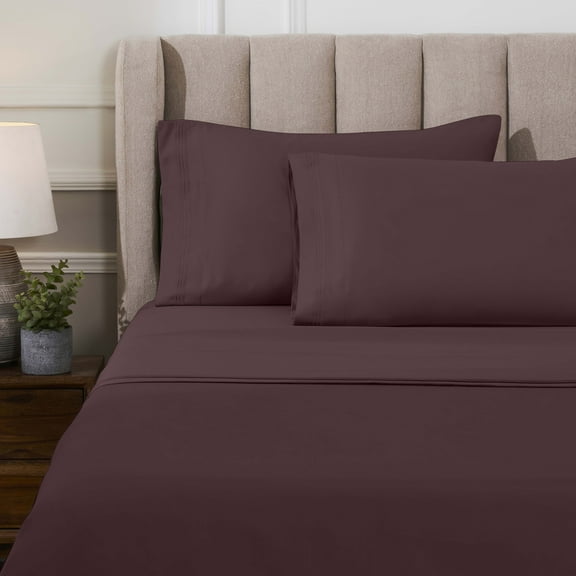 Superior 1000 Thread Count Egyptian Cotton Sheet Set, Deep Pocket Bed Sheets, Queen, Plum