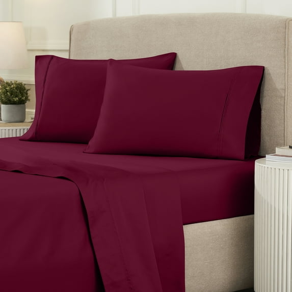 Superior Egyptian Cotton Eco-Friendly 1200 TC Sheet Set, Full, Burgundy