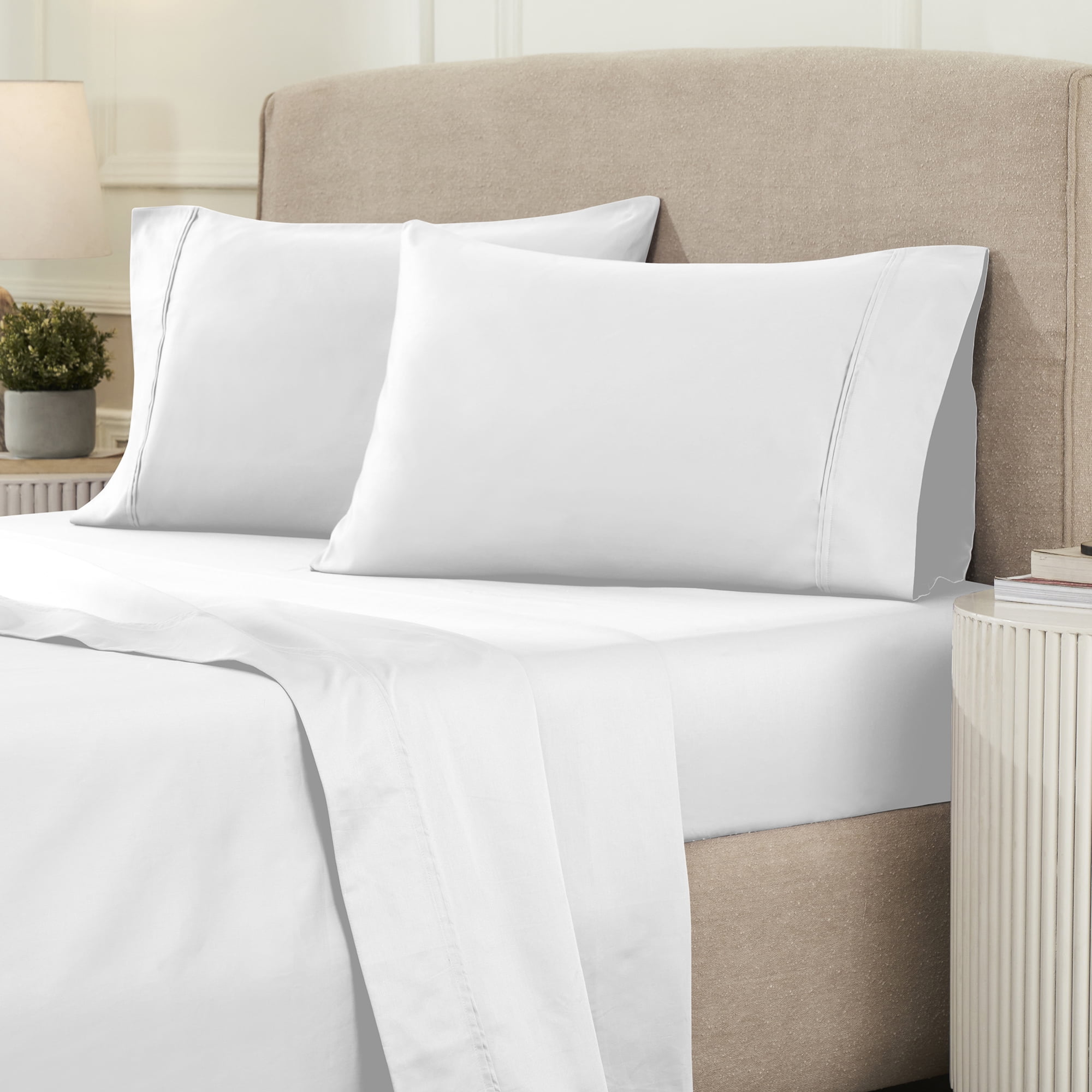 Superior Egyptian Cotton Eco-Friendly 1200 TC Sheet Set, Queen, White