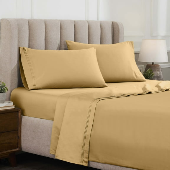 Superior Egyptian Cotton Deep Pocket 1500 TC Sheet Set, King, Gold