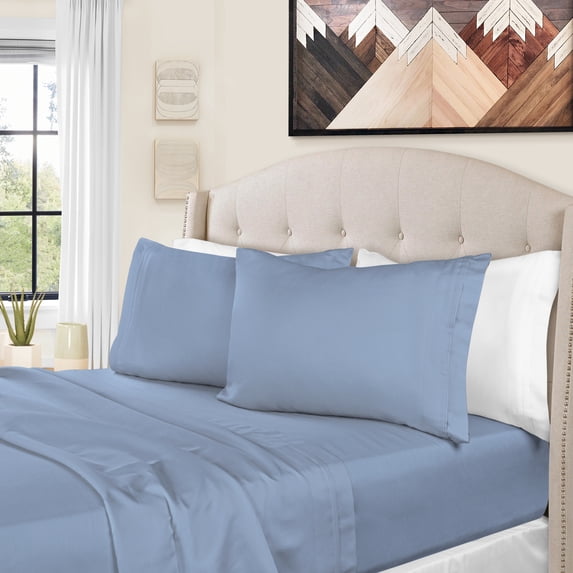 Superior Egyptian Cotton Deep Pocket 1500 TC Sheet Set, King, Medium Blue