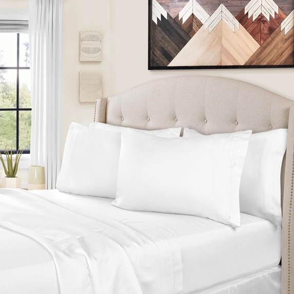Superior Egyptian Cotton Deep Pocket 1500 TC Sheet Set, King, White