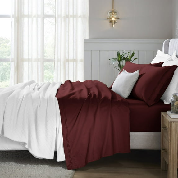 Superior Egyptian Cotton Deep Pocket 650 TC Sheet Set, California King, Burgundy