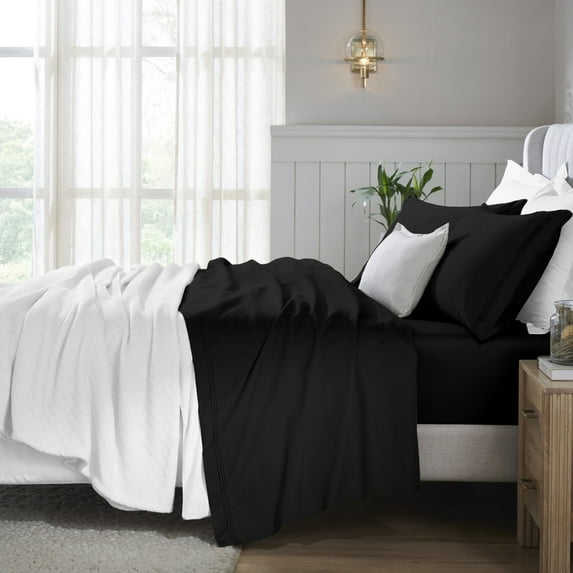 Superior Egyptian Cotton Deep Pocket 650 TC Sheet Set, King, Black