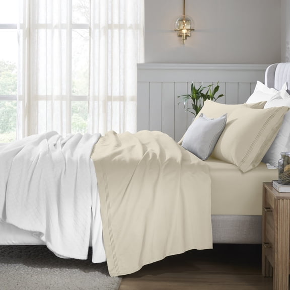 Superior Egyptian Cotton Deep Pocket 650 TC Sheet Set, King, Ivory