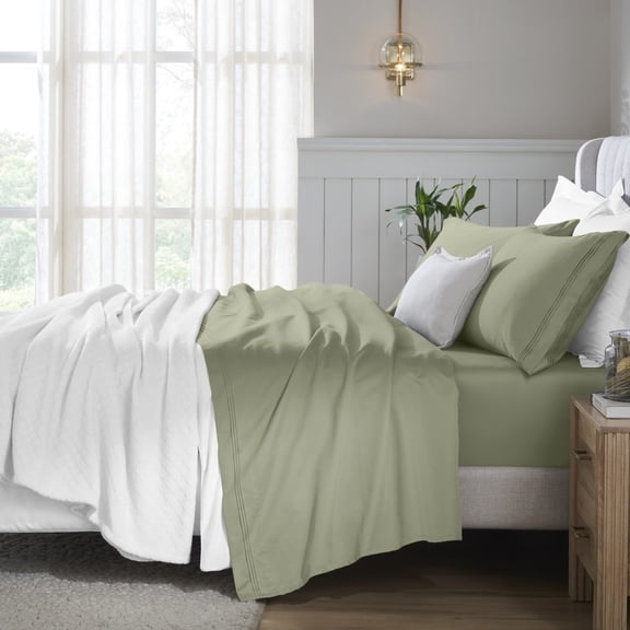 Superior Egyptian Cotton Deep Pocket 650 TC Sheet Set, King, Sage
