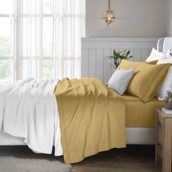 Superior Egyptian Cotton Deep Pocket 650 TC Sheet Set, Olympic Queen, Maple Sugar