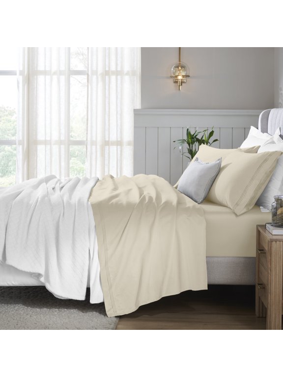 Egyptian Cotton Deep Pocket 650 TC Sheet Set, Queen, Ivory