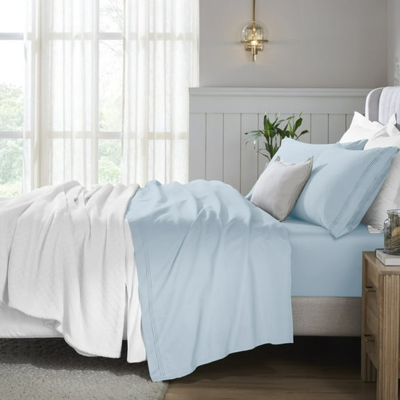 Superior Egyptian Cotton Deep Pocket 650 TC Sheet Set, Twin, Baby Blue