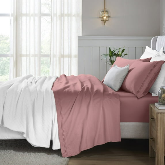 Superior Egyptian Cotton Deep Pocket 650 TC Sheet Set, Twin, Blush