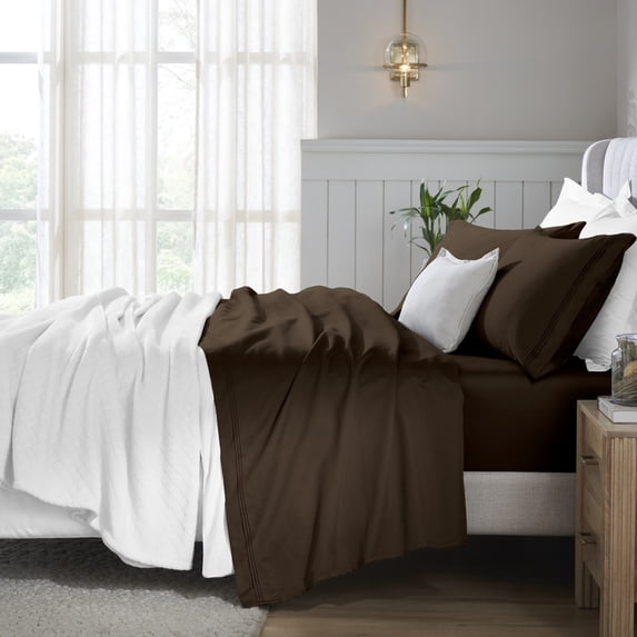 Superior Egyptian Cotton Deep Pocket 650 TC Sheet Set, Twin, Chocolate