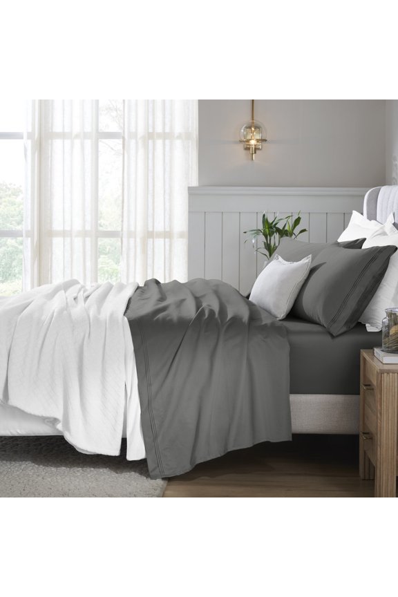 Egyptian Cotton Deep Pocket 650 TC Sheet Set, Twin XL, Grey