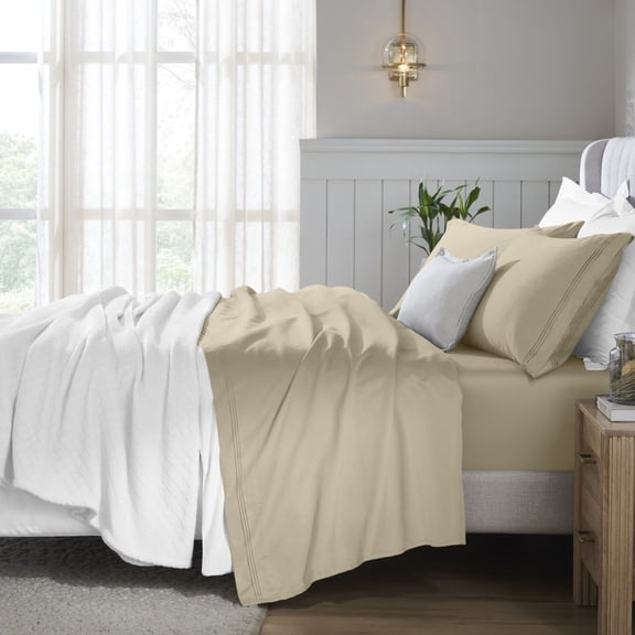 Superior Egyptian Cotton Deep Pocket 650 TC Sheet Set, Twin XL, Linen