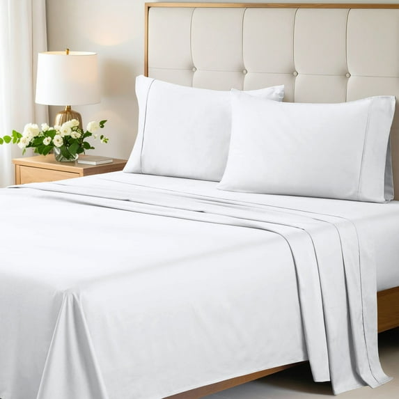 Superior Egyptian Cotton Eco-Friendly 700 TC Sheet Set, Queen, White