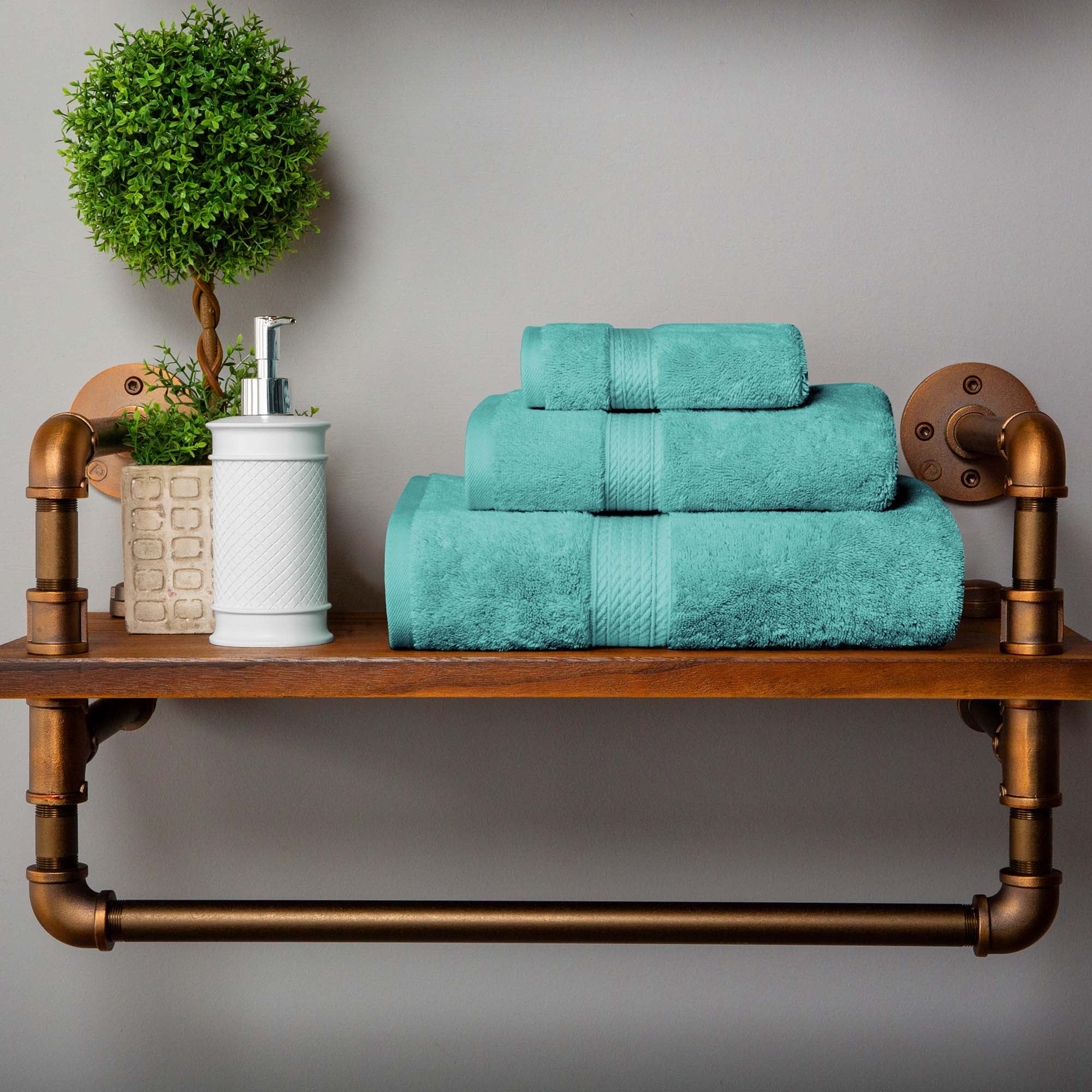 Superior Egyptian Cotton Turquoise 3-Piece Towel Set