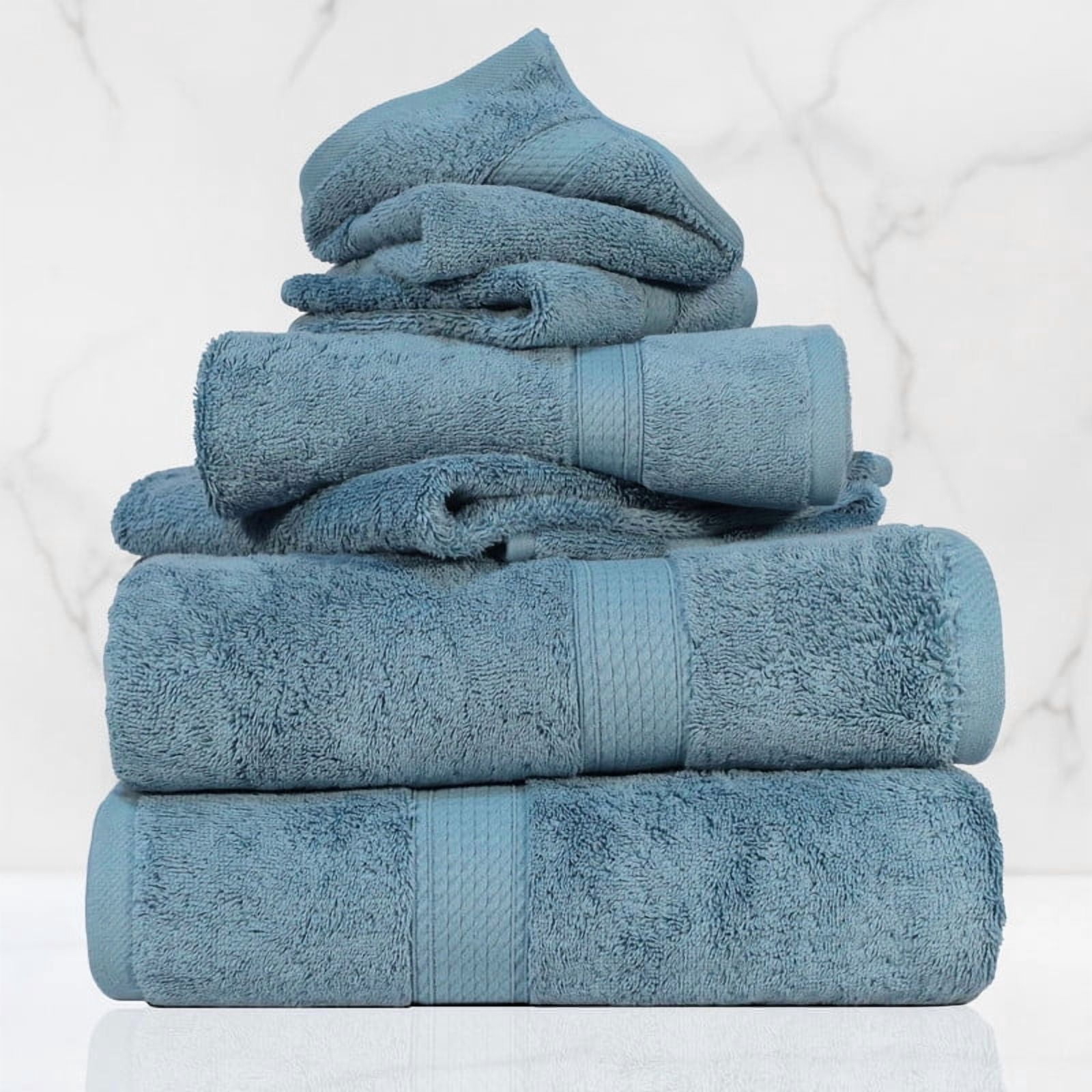 Superior 800 GSM Egyptian Cotton 6-Piece Face Towel Set, Soft Ultra Absorbent Towels, Plum