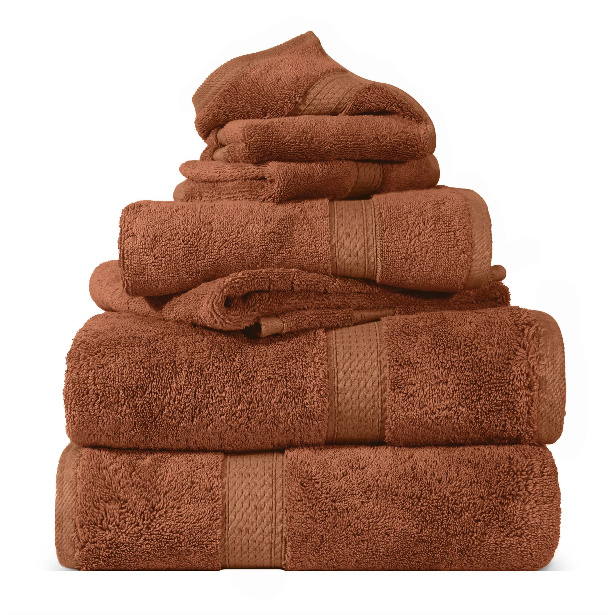 Superior Egyptian Cotton Heavyweight 6-Piece Towel Set, Rust