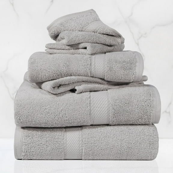 Superior 800 GSM Egyptian Cotton 6-Piece Heavyweight Towel Set, Silver