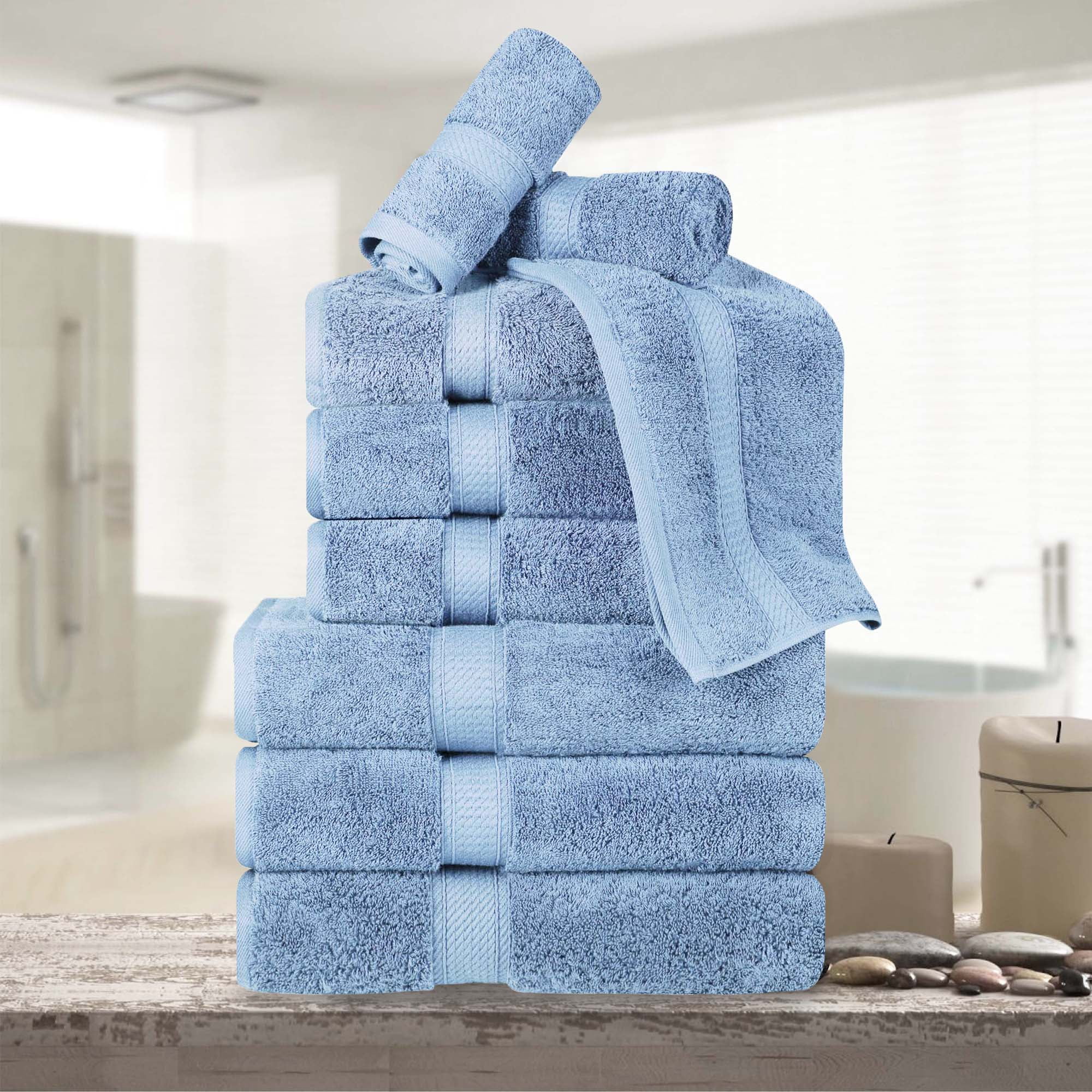 Superior Egyptian Cotton Heavyweight 9 Piece Towel Set Light Blue Walmart