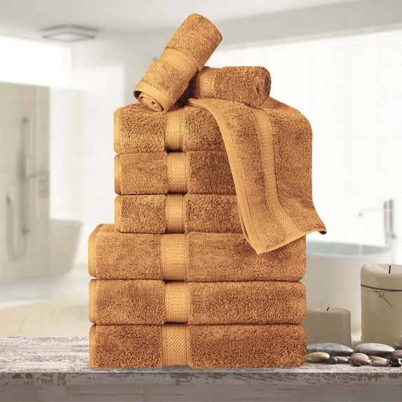 Superior 800 GSM Egyptian Cotton 9-Piece Heavyweight Towel Set, Rust