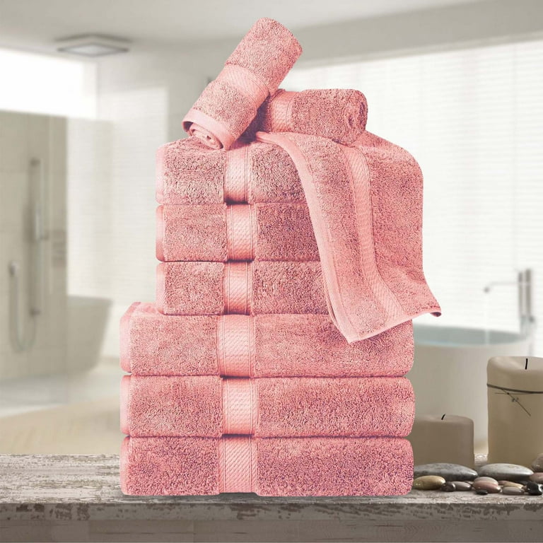 Superior Egyptian Cotton Heavyweight 9 Piece Towel Set Tea Rose Walmart
