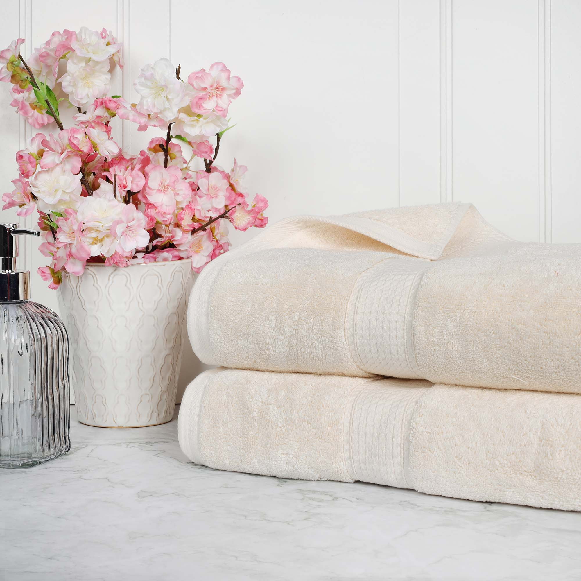 Superior Cream Egyptian Cotton Oversized Bath Sheet Set of 2