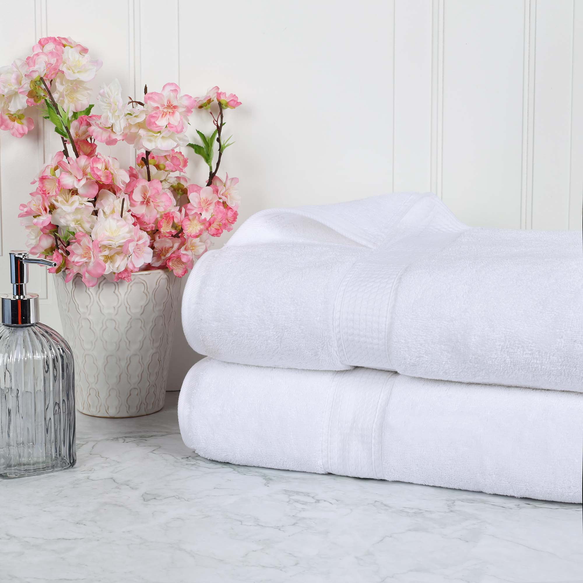 Oversized White Egyptian Cotton Bath Sheet Set of 2