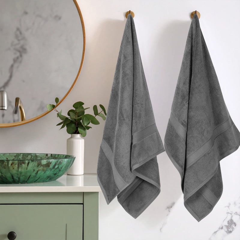 Superior 800 GSM Egyptian Cotton Heavyweight Bath Towel Set of 2, Charcoal