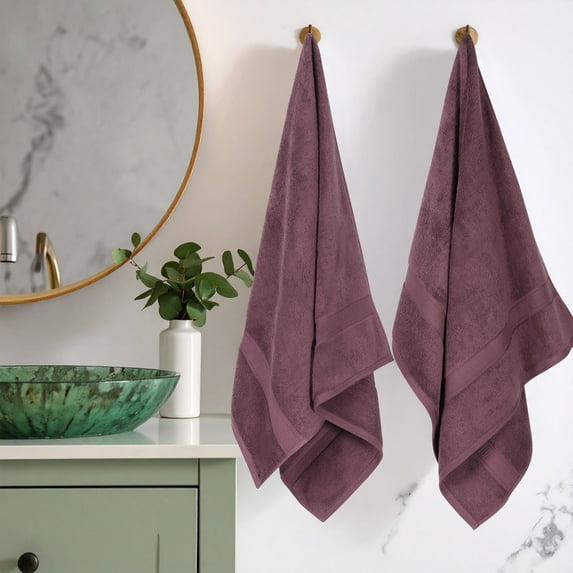 Superior 800 GSM Egyptian Cotton Heavyweight Bath Towel Set of 2, Plum