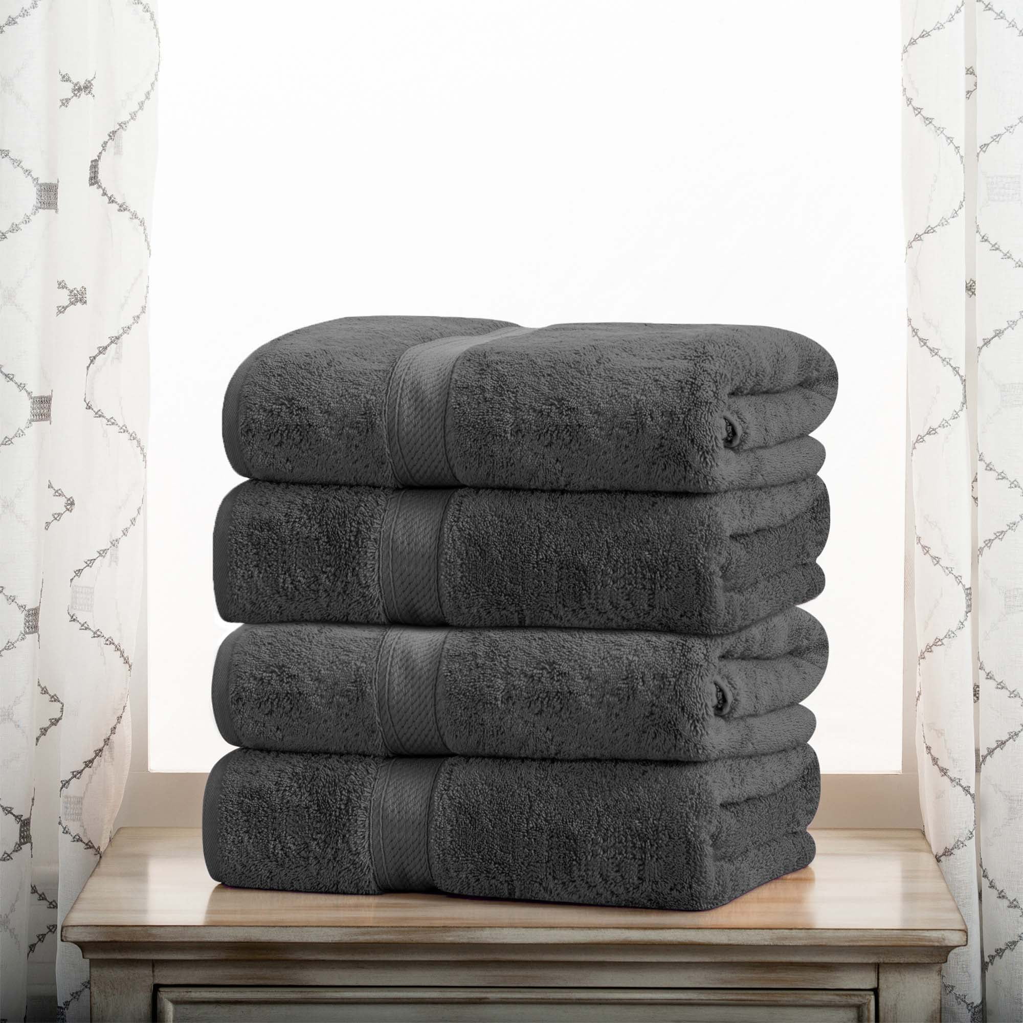Charcoal Egyptian Cotton 4-Piece Bath Towel Set