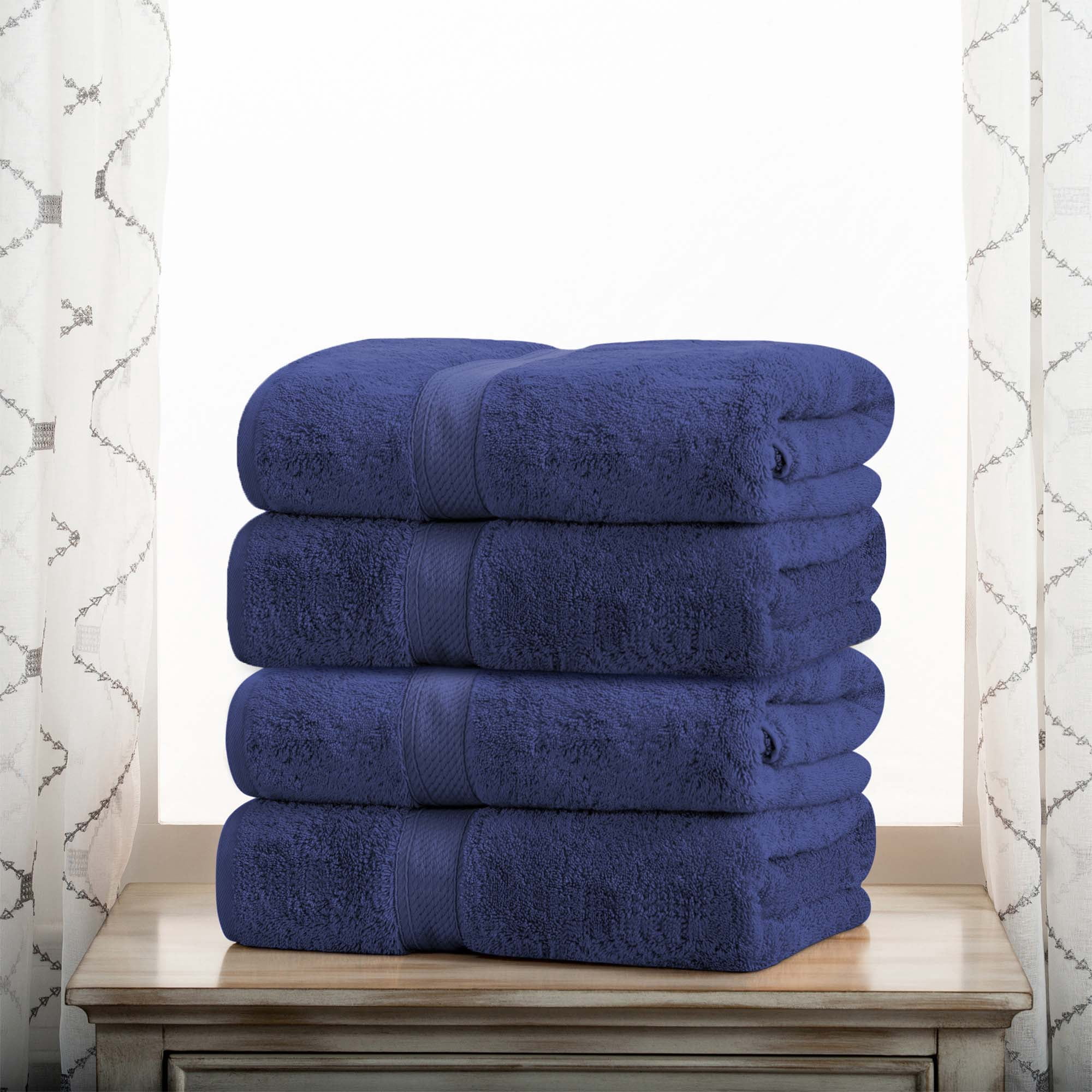Egyptian Cotton Heavyweight Bath Towel Set - Navy Blue - Walmart.com