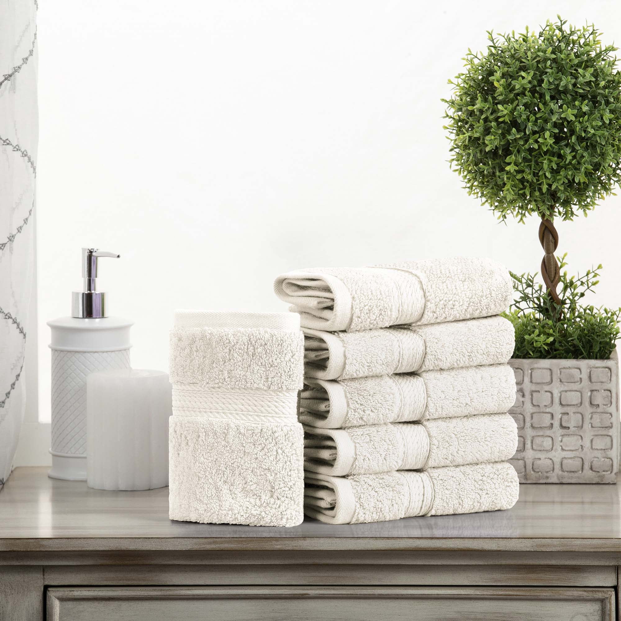 Superior 800 GSM Egyptian Cotton 4-Piece Hand Towel Set, Soft Ultra Absorbent Towels, White