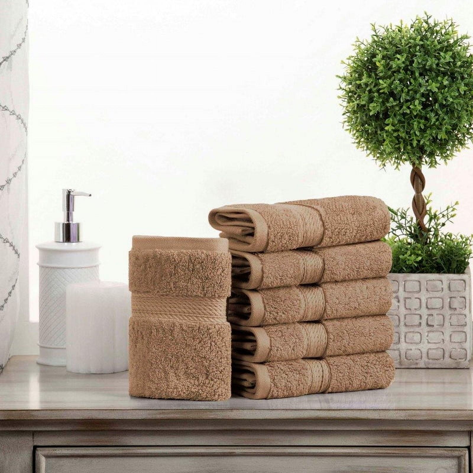 Superior Egyptian Cotton Heavyweight Face Towel Set of 6, Latte