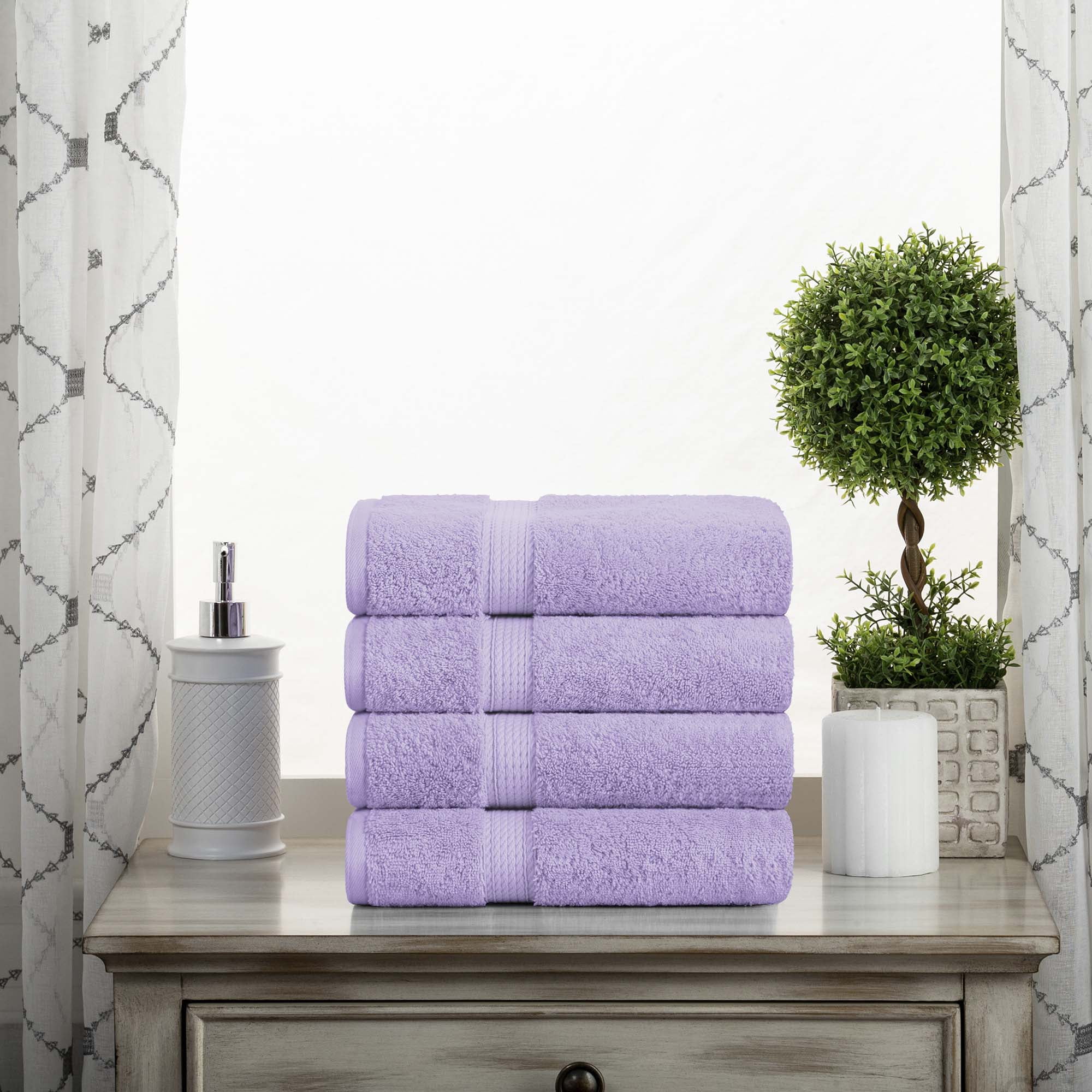 Superior 800 GSM Egyptian Cotton 4-Piece Hand Towel Set, Soft Ultra Absorbent Towels, Plum