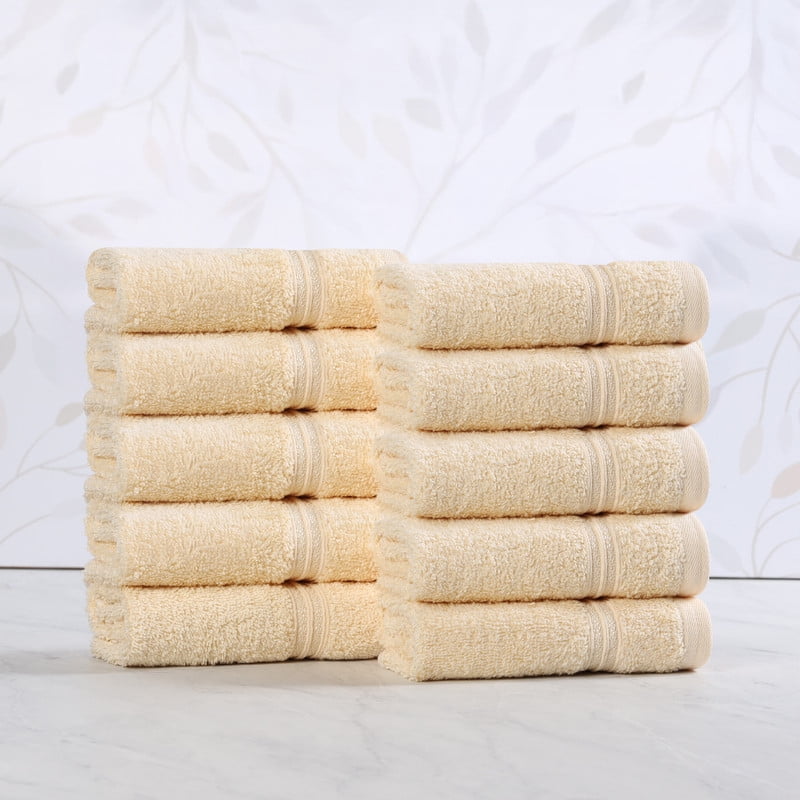 Superior Egyptian Cotton Small Towels for Facial, Canary 10 Pack