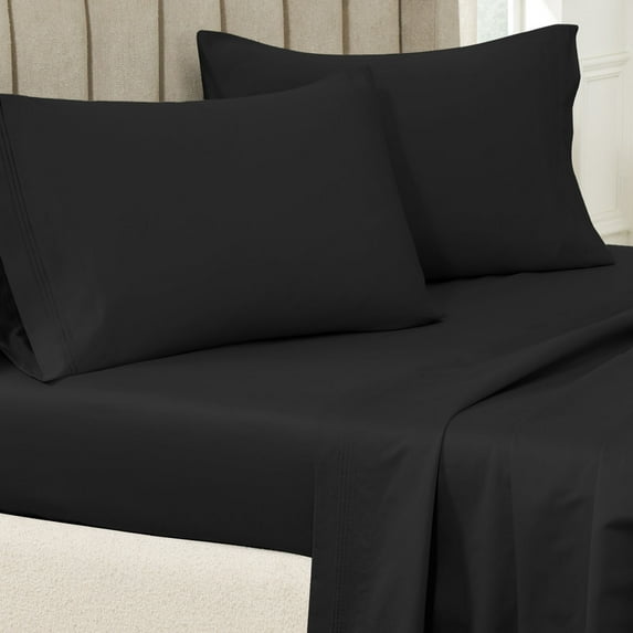 Superior Egyptian Cotton Solid Pillowcase Set, King, Black