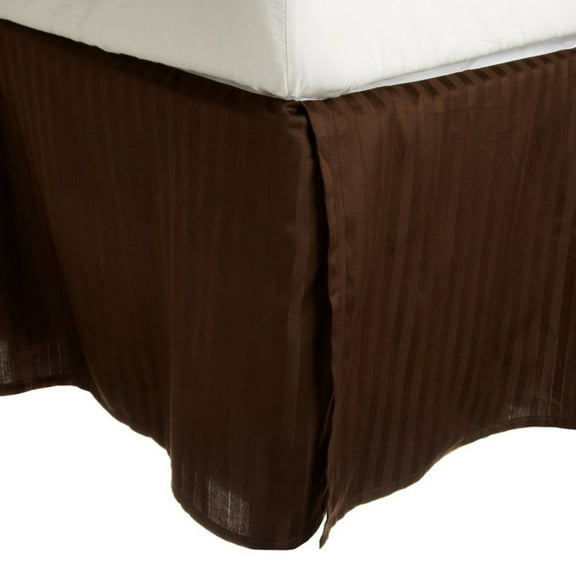 Superior Egyptian Cotton Stripe Bed Skirt, Twin, Mocha
