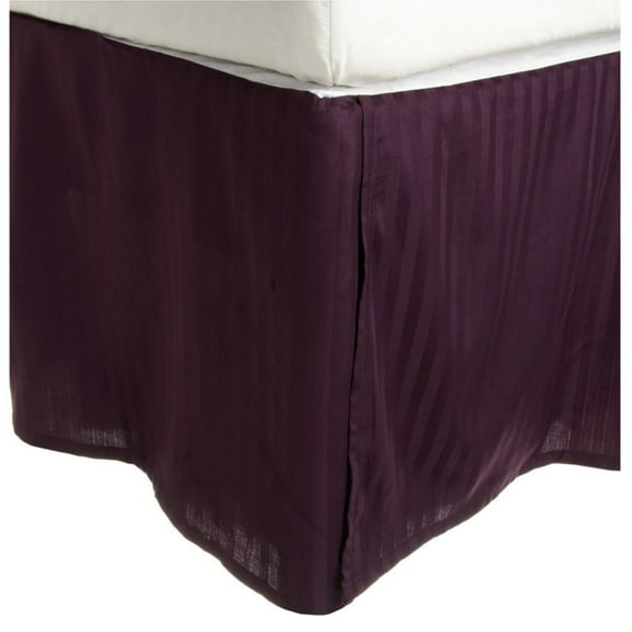 Superior Egyptian Cotton Stripe Bed Skirt, Twin, Plum