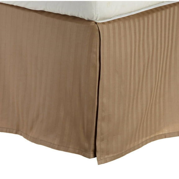 Home City Impressions 300 Thread Count 100% Premium Combed Cotton Stripe Bed Skirt - Twin - Taupe