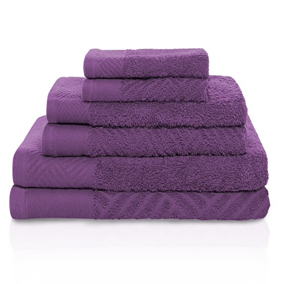 Superior Egyptian Cotton Two Pattern and Solid 6-Piece Towel Set