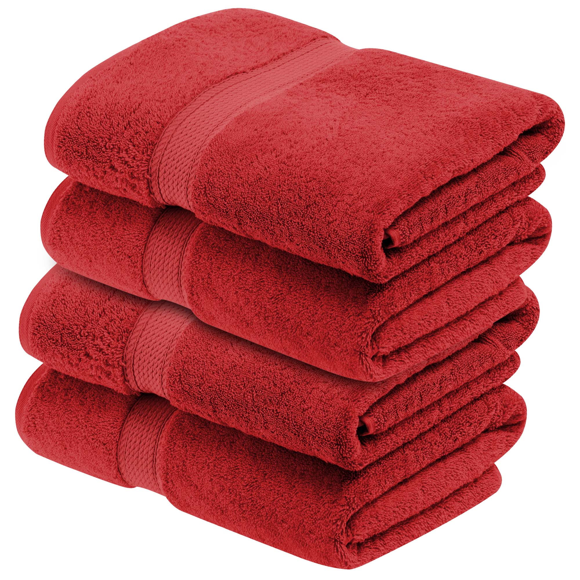 Superior Egyptian Cotton UltraPlush Bath Towel (Set of 4), Red