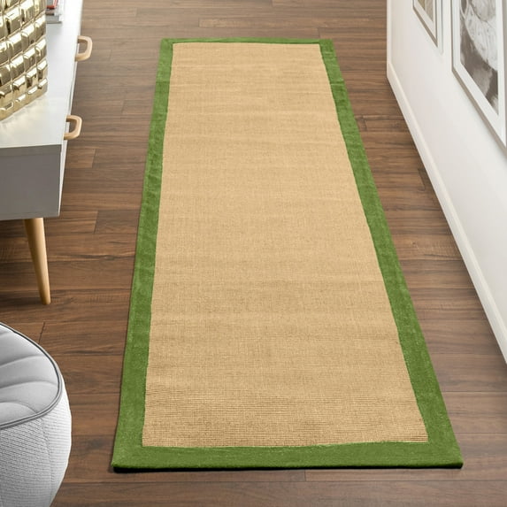 Superior Eilonwy Jute Hand-Woven Indoor Area Rug, 2' 5" x 12', Green