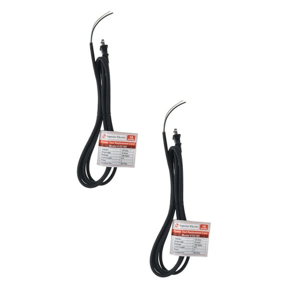 Superior Electric EC182 9 Feet 18 AWG SJO 2 Wire 125 Volt Electrical Cord (Red) (2-Pack)