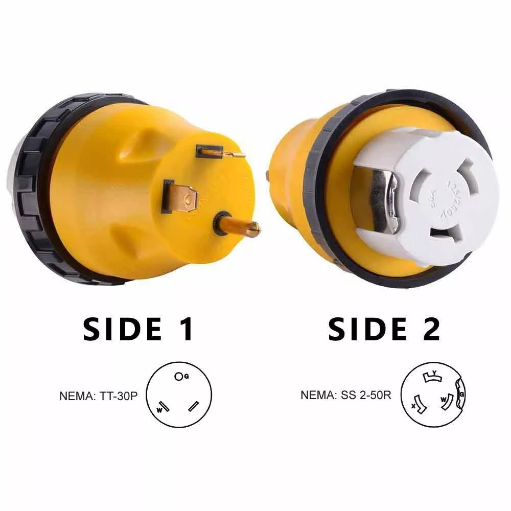 HQRP RV Power Cord Adapter – 30A Male To 50A Twist Lock Female, For Camper Trailer, 8877732803165
