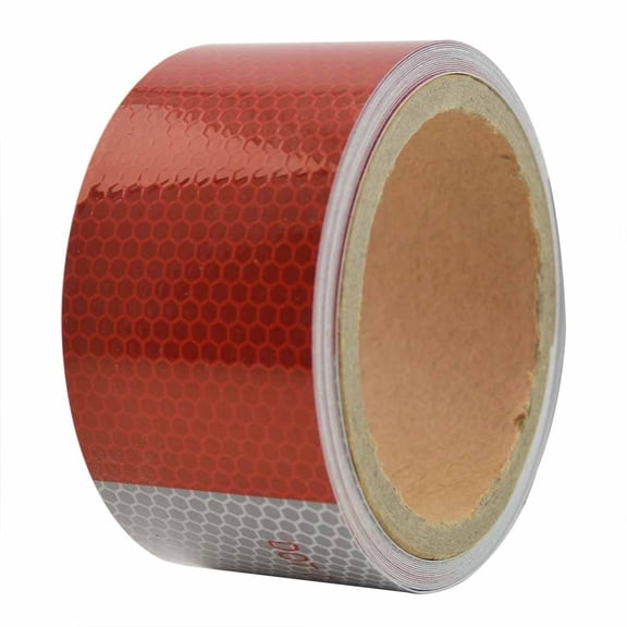 Superior Electric RVA1552 2" x 15' ft High Visibility Conspicuity DOT-C2 Approved Reflective Safety Tape 6" Red / 6" White - Automobile Vehicles, Trailers, Boats