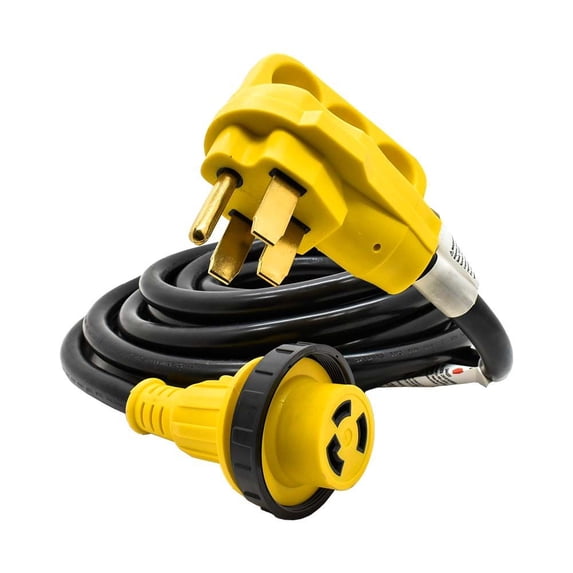Superior Electric RVA1584 RV Extension Cord 10AWG/3 STW - 50 Amp Male NEMA 14-50P to 30 Amp Female NEMA L5-30R, Length 50ft