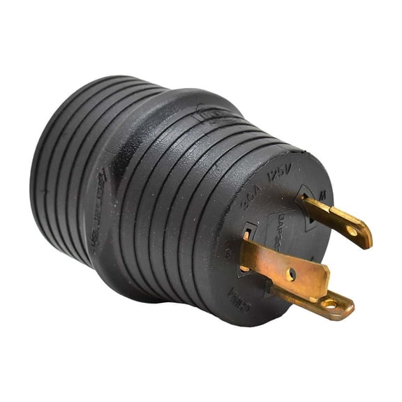 Superior Electric RVA1589 30 Amp Male NEMA L5-30P to 30 Amp Female NEMA TT-30R Adapter Plug for RV